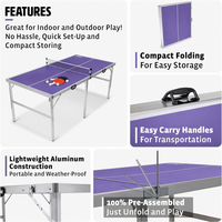 Table de ping-pong pliable légère et compacte pour économiser de l'espace, ensemble de tennis de table pour appartement, petite pièce, jardin, loisirs
