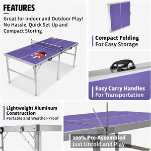 Table de <span class=keywords><strong>ping</strong></span>-<span class=keywords><strong>pong</strong></span> pliable légère et compacte pour économiser de l'espace, ensemble de tennis de table pour appartement, petite pièce, jardin, loisirs - Product Image 3
