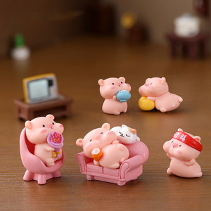 6 Estilos de Figuras de Animales 3D de Dibujos Animados, Adornos Lindos, Mini Cerditos de Plástico para Decoración de Jardín, Hogar, Bonsái, Regalos - Product Image 2