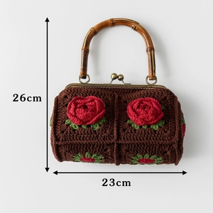 Borsa a Mano di <span class=keywords><strong>Cotone</strong></span> all'<span class=keywords><strong>Uncinetto</strong></span> Fatta a Mano di Grande Successo, Borsa alla Moda con Decorazione a Rosa, Adatta <span class=keywords><strong>per</strong></span> San Valentino da Donna - Product Image 4