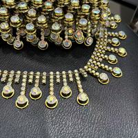 Cadena de diamantes de imitación AB de 10 yardas con forma de corazón y cascabel, cadena de diamantes de imitación de fantasía para coser en vestidos, joyería DIY, venta al por mayor, brillo.