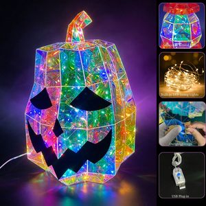 Lanterne citrouille irisée lumineuse pour Noël, lumières Jack-O'-lantern pour la décoration de centre de table de fête d'Halloween - Product Image 4