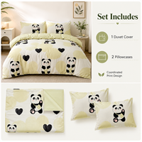 Vente en gros usine : Ensemble de housse de couette Cœur de Panda, 3 pièces, couleur personnalisée OEM ODM pour E-commerce, Hôtels et Domicile