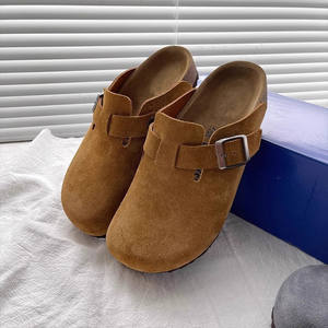 Birkenstocks Sandales plates d'extérieur en daim en cuir véritable pour femmes Mules sabots Doublure de lit en liège Dropshipping disponible - Product Image 4