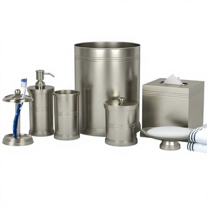 Ensemble de salle de bain moderne en acier inoxydable, six pièces, accessoires ronds durables pour la maison et l'hôtel, résistance à la rouille et durabilité - Product Image 1