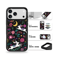 Coque de téléphone AG Feeling Black Edge avec motif Lapin de la Lune doré pour iPhone 17, 17 Pro Max, 16 Pro, 15 – Coque magnétique