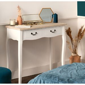 TABLE DE CONSOLE CHRYSA CM 87 BLANC ET NATUREL - Product Image 1