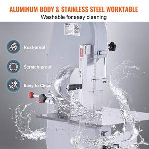 Scie à ruban verticale en acier inoxydable électrique commerciale 1500W Workbeach 19.3 \ "X 15 \" 0.16-7.9 pouces épaisseur de coupe 6 lames viande - Product Image 5