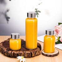 Bouteille à jus en verre réutilisable de 5 oz avec bouchon en acier inoxydable, gobelet en verre, contenants de stockage de liquides pour boissons, réfrigérateur, voyage