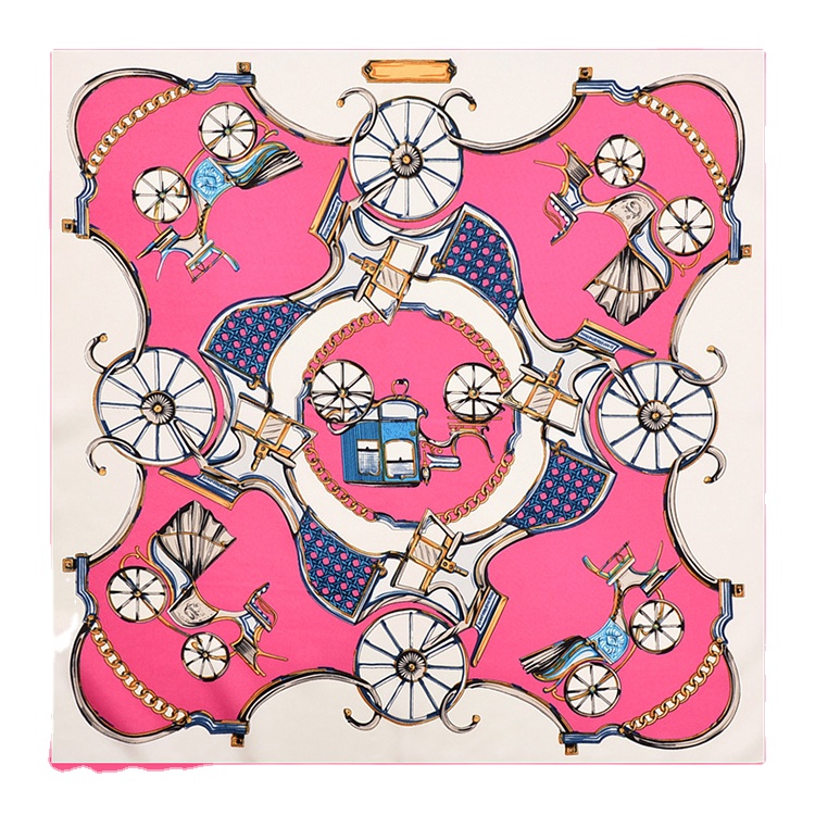 Классический женский квадратный шарф-коляска из шёлковой саржи, 60 см