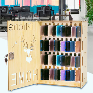 Wooden Mobile Phone Storage <b>Box</b> With <b>Lock</b> Multi Compartment Shelf For Office Employee <b>Safe</b> - Product Image 4