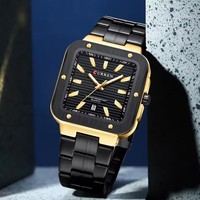 Montre-bracelet carrée pour homme CURREN 8479, calendrier, étanche, lumineuse, sport, quartz, montres pour hommes, acier inoxydable, montre pour homme Relogois