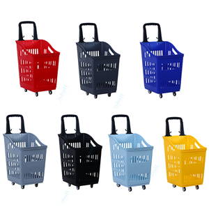 새로운 플라스틱 보관 바구니 쇼핑 바구니 바퀴 20 L 60L 45L 50L 30L 소매점을위한 슈퍼마켓 장바구니 - Product Image 1