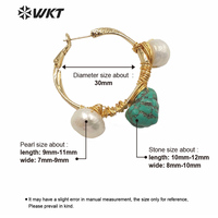 WT-MPE029 Incroyable hiperbole femmes mode réel boucles d'oreilles en pierre à la main d'or fil enroulé grand creux Oreille boucle reine partie oreille