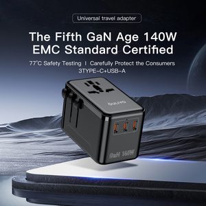 OULIYO 140W Carga súper rápida 4 puertos Adaptador <span class=keywords><strong>de</strong></span> viaje universal mundial Personalización <span class=keywords><strong>de</strong></span> fábrica 1 USB y 3 <span class=keywords><strong>cargador</strong></span> <span class=keywords><strong>de</strong></span> viaje <span class=keywords><strong>tipo</strong></span> C - Product Image 2