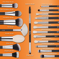 Vente chaude 20pcs Noir Maquillage Brosse Ensemble Haute Brillant Poudre Fond De Teint Ombre À Paupières Plus Noir PU Titulaire Visage Correcteur
