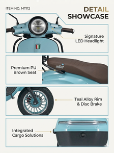 Scooter à essence de haute qualité 49,5 ml 50 cm³ EFI 4 temps refroidi par air EEC Euro 5 Scooter rétro 49 cm³ Cyclomoteur à essence Frein à disque avant MT112 - Product Image 4