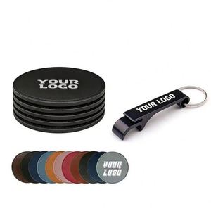 Sous-verres en cuir PU de luxe pour restaurants et hôtels, cadeaux promotionnels d'affaires, gravure personnalisée du logo, vente en gros - Product Image 1