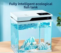 Aquarium intelligent JSD avec éclairage LED 7 couleurs, contrôle tactile, filtration supérieure, humidificateur aromatique, pompe silencieuse pour chambre, bureau, table