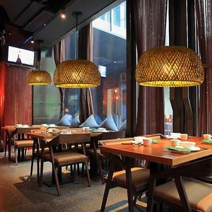 โคมไฟแขวนทรงตะกร้า LED สานไม้ไผ่ธรรมชาติ สไตล์บ้านไร่ ลายคลื่นหวาย สำหรับร้านอาหาร ขั้วหลอด E26 ขนาดกลาง - Product Image 6
