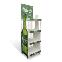 Présentoir de boissons personnalisé en gros à 4 niveaux en plastique avec impression sur panneau latéral pour la promotion en magasin de détail