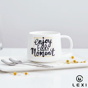 Set di Tazze in Ceramica Personalizzate Colore Pastello con Bordo Dorato 350ml, Lavabili in Lavastoviglie e Microonde, Moderne con Citazioni sul Caffè, Stoviglie da Cucina, Regalo di Compleanno - Product Image 2