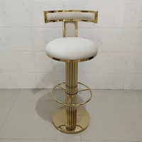 Tabouret de bar pivotant de luxe en acier inoxydable brossé doré moderne, dossier haut, réglable en hauteur, pour hôtel, maison, café