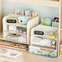 Boîte de rangement de bureau à trois compartiments en plastique YBJ-G303a pour la maison, le dortoir, le bureau, design moderne