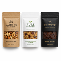 Sachets en papier kraft naturel brun refermables avec fermeture éclair pour snacks, petite capacité, plusieurs tailles, vente en gros directe usine