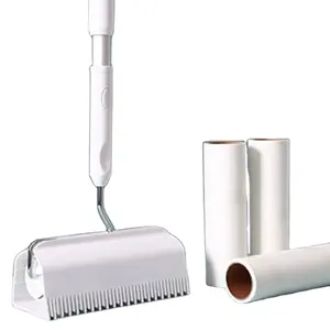 Long Handle Retractable Tear-off Sticky Paper Roller Floor Sticky Hair Carpet with Dust Sticky Hair Roller Sticky Brush