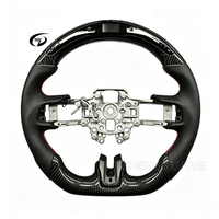 Volant en fibre de carbone forgée LED avec revêtement en cuir pour l'intérieur de la voiture, compatible avec Mustang GT 2015 2016 2017 2018 2022