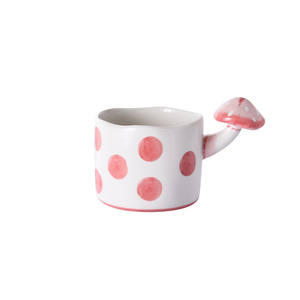 Mug à café et théière en céramique rose motif petit champignon mignon, ensemble de couverts en céramique pour le thé de l'après-midi, petit bol à soupe frais avec deux anses - Product Image 1