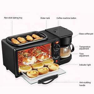 Máquina de desayuno eléctrica compacta 3 en 1, sartén portátil de acero inoxidable para horno tostador de café para dormitorios, cocinas pequeñas - Product Image 4