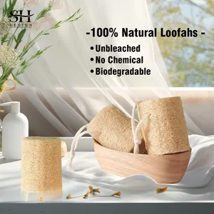Label pribadi spons Luffa 2 In 1 alami jumlah besar scrub dapur pengelupasan spons mandi Loofah