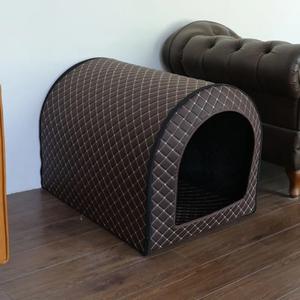 เตียงสัตว์เลี้ยง บ้านสุนัข สีน้ำตาลกาแฟและสีดำ รูปทรงสี่เหลี่ยมผืนผ้า ใยโพลีเอสเตอร์ ซักมือได้ ใช้ได้ทั้งภายในและภายนอกอาคาร - Product Image 1