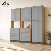 Ensemble de meubles de cuisine modulaires Shaker gris chêne, comprenant armoires murales, tiroirs de base, garde-manger haut et placard, en kit, taille personnalisable