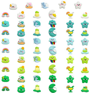 จี้รองเท้าพีวีซีแบบนิ่มสีสันสดใส ครึ่งวงกลม 3 มิติ จี้ตกแต่งแบบต่างๆ จำนวนมาก กิ๊บติดผม อุปกรณ์ DIY สำหรับฤดูร้อน ชายหาด ดาว พระจันทร์ สายรุ้ง ของตกแต่งรองเท้าแบบสวม - Product Image 1