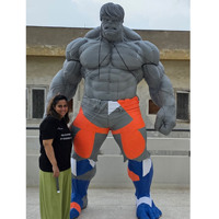 Figurines d'action de film de super-héros d'intérieur et d'extérieur à décor Muscle Man Statue Hulk grandeur nature en fibre de verre Sculpture en résine