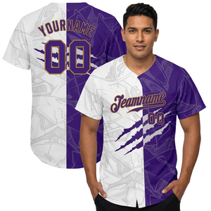 Maillot de baseball personnalisé avec nom d'équipe, impression par sublimation, manches courtes, col en V, 100% polyester, séchage rapide, respirant, unisexe - Product Image 1