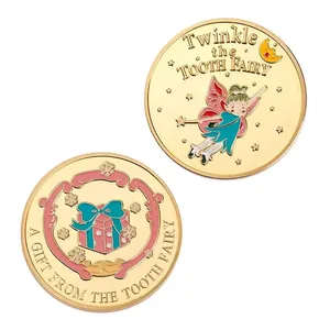 Free Design Custom Coin Collecting Pure Real Gold Toothfairy Coin Custom Golden Tooth Fairy Coin For Kids