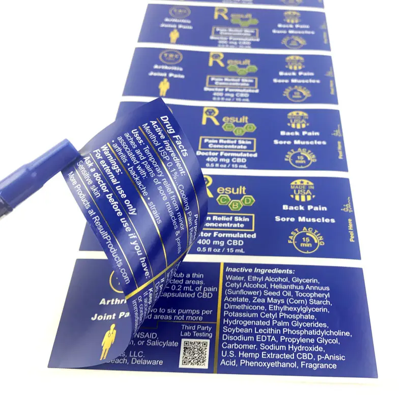 사용자 정의 더블 또는 멀티 레이어 양면 인쇄 스티커 병 방수 소책자 라벨 스티커
