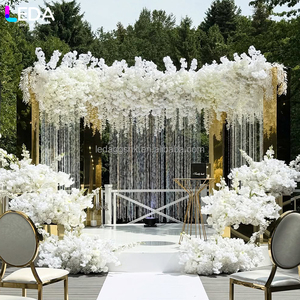 LEDA Birthday Party Events Decor Gold Square Arch Stainless Steel Mirror Large <b>Backdrop</b> <b>Stand</b> for Wedding - Product Image 2