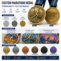 Médailles personnalisées en métal 3D pour marathon et trail, récompense sportive en alliage de zinc avec ruban pour événements sportifs