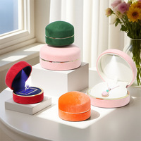 Nouvelle boîte à bijoux LED ronde en flanelle avec couvercle Ciel et Terre, boîte à bagues, boîte à pendentifs, boîte à colliers, emballage cadeau