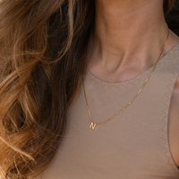 Collar con Cadena de Caja y Inicial del Nombre Emanco, Personalizado, de Acero Inoxidable, Chapado en Oro, con una Sola Letra, Joyería, Regalo de Cumpleaños