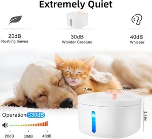 Fontaine à eau automatique portable en plastique pour animaux de compagnie avec filtre remplaçable pour chats et chiens - Product Image 2