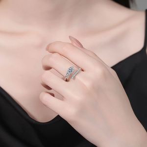 Fashion Jewelry <b>Adjustable</b> White Blue Cz Zircon Opening <b>Ring</b> <b>Silver</b> Plated Snake Shape <b>Ring</b> for Women - Product Image 2