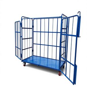 भारी शुल्क स्टील फोल्डिंग लॉजिस्टिक्स ट्रॉली 1000 किलोग्राम क्षमता पाउडर लेपित डिजाइन कुल लॉक ब्रेक रोल कंटेनर - Product Image 4