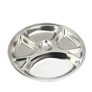 Placa de acero inoxidable dividida para estudiantes, bandeja de comida de alta calidad, con compartimentos ovales - Product Image 1