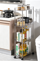 Étagère de rangement roulante portable à trois niveaux, chariot mince multifonctionnel pour cuisine, bureau, outils, fleurs